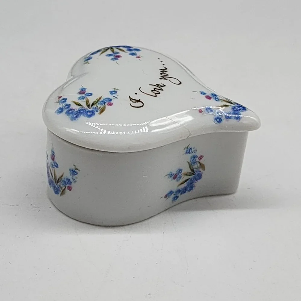 Lefton Trinket Box Heart Shaped I Love You Hand Painted Ceramic 2